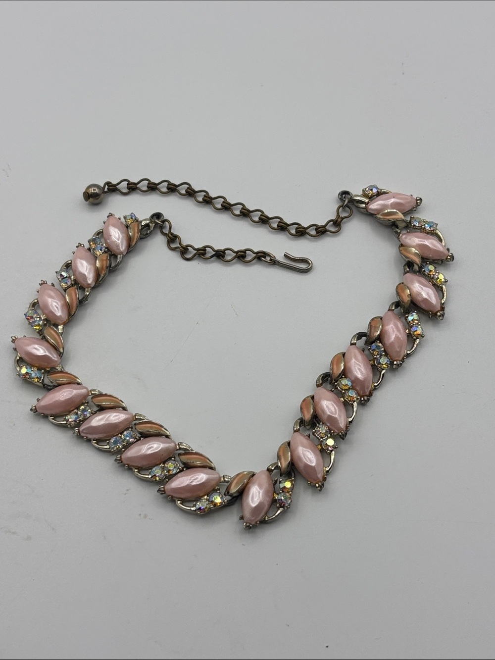Early Vintage BSK Pretty in Pink Aurora Borealis Necklace JP473 - Picture 4 of 7
